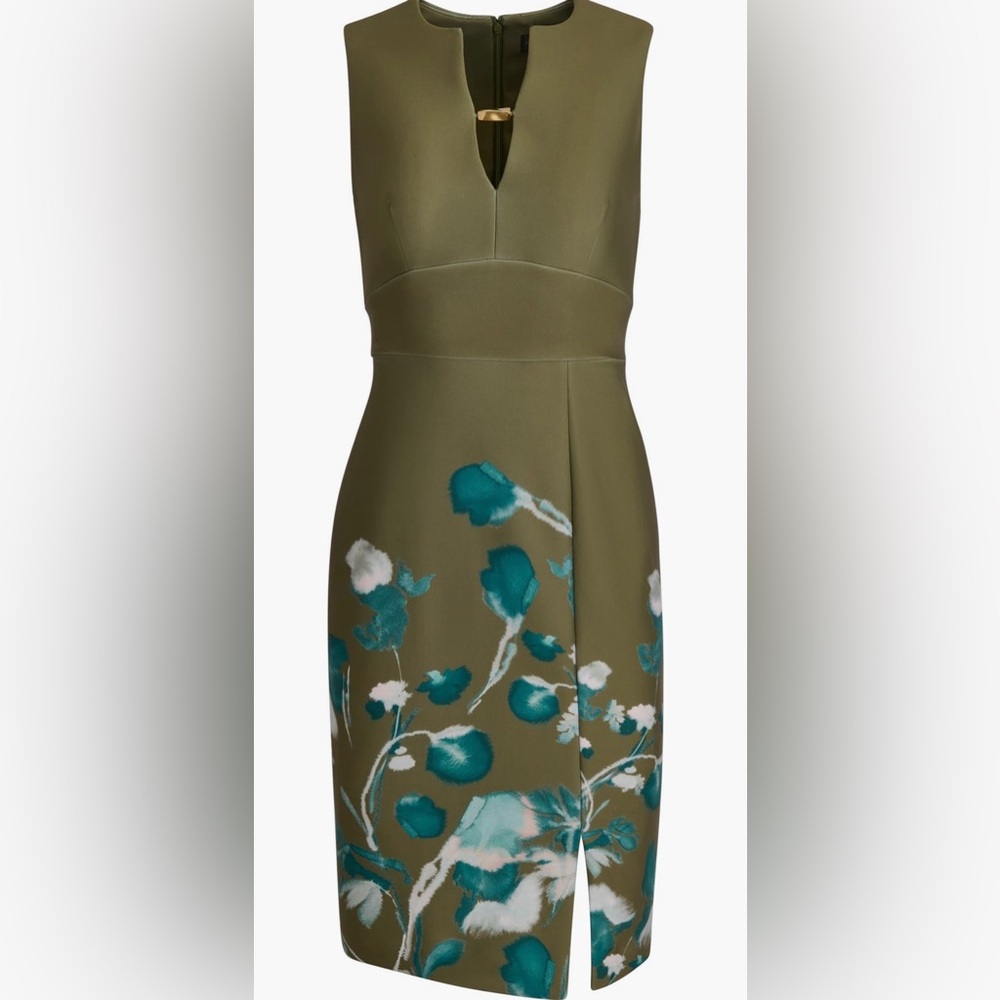 Donna Karan New York
Floral Print Sleeveless Sheath Dress
Color: Antique Green